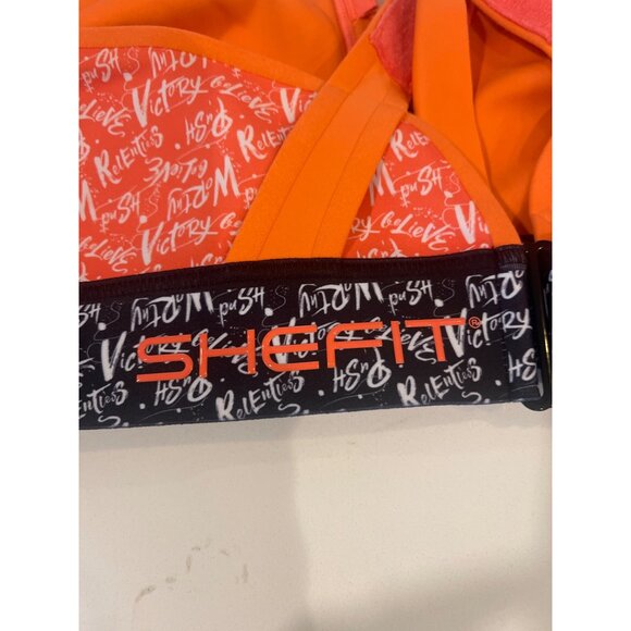 Shefit Ultimate Sports Bra High Impact Adjustable Fit Zip Front Neon Orange/Blac - Picture 5 of 8